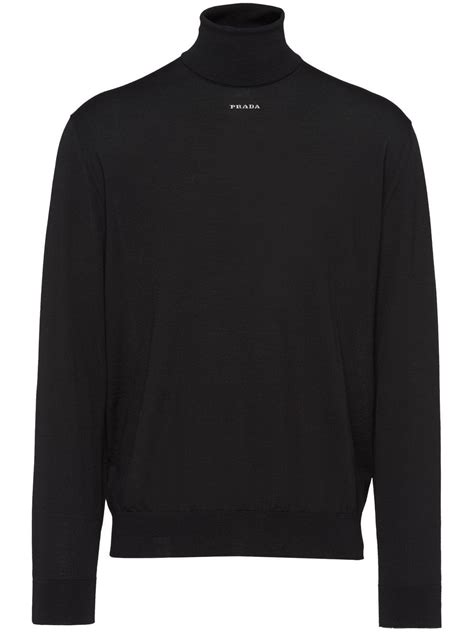 black prada turtleneck|Logo wool.